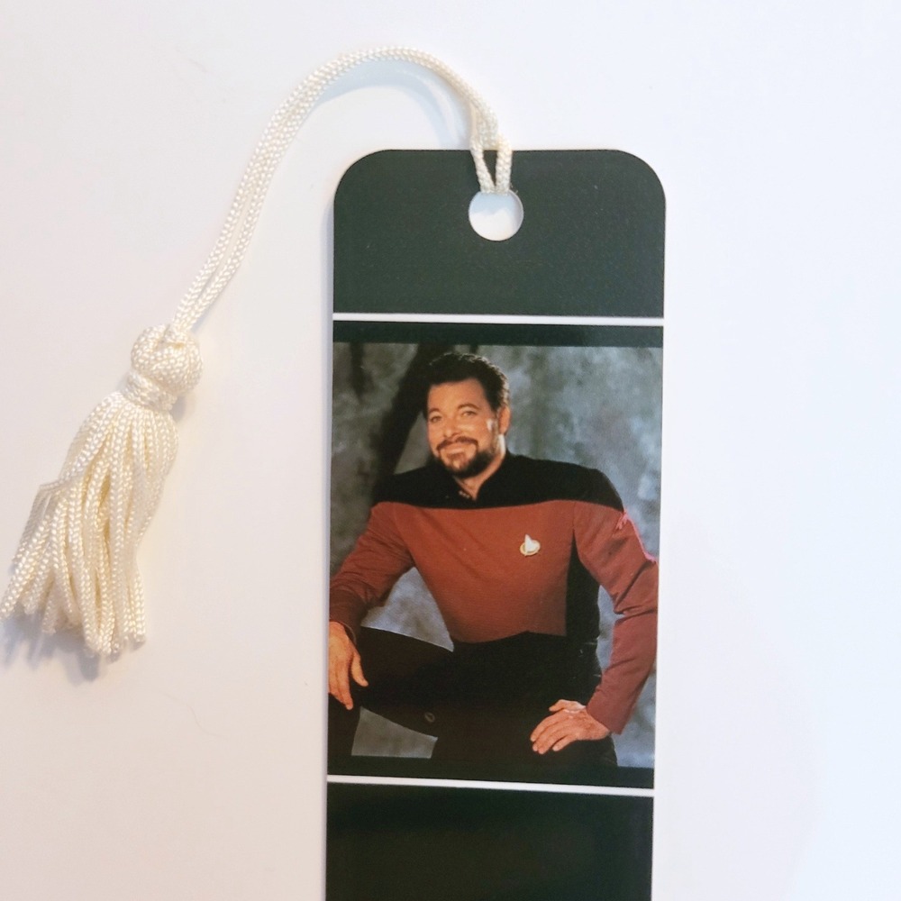 Vintage 90s Star Trek William Riker Bookmark -Jonathan Frakes - 1991 Antioch USA - Picture 7 of 10